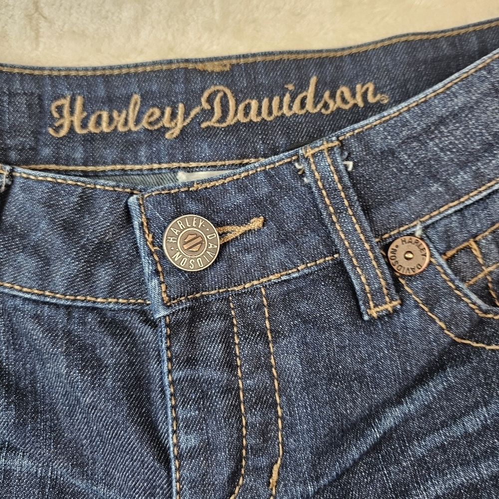 Harley-Davidson Bootcut Jeans Women’s 2 Dark Wash Denim Motorcycle Rider Biker - Picture 2 of 15